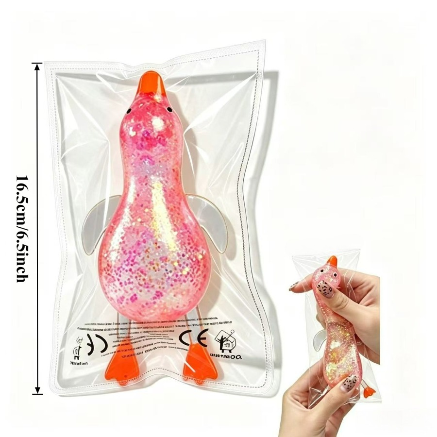 Glitter Duck Squeeze Toy, Soft Moldable